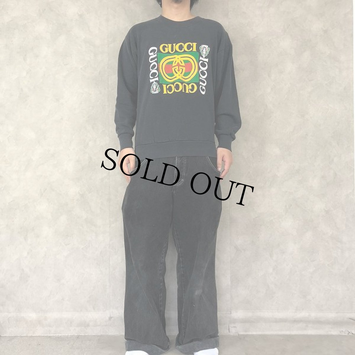 画像3: 90's USA製 ブート GUCCI ロゴプリントスウェット L (3)