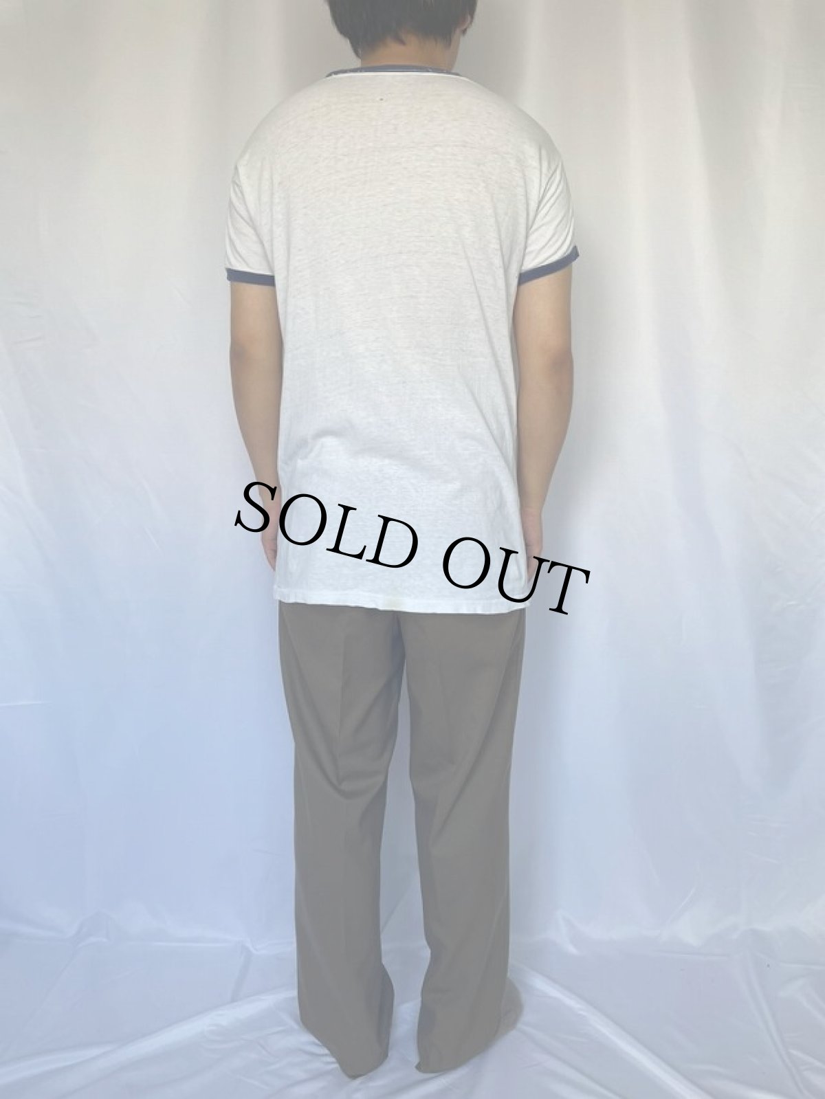 画像4: 70〜80's MICKEY MOUSE 染み込みプリント リンガーTシャツ (4)