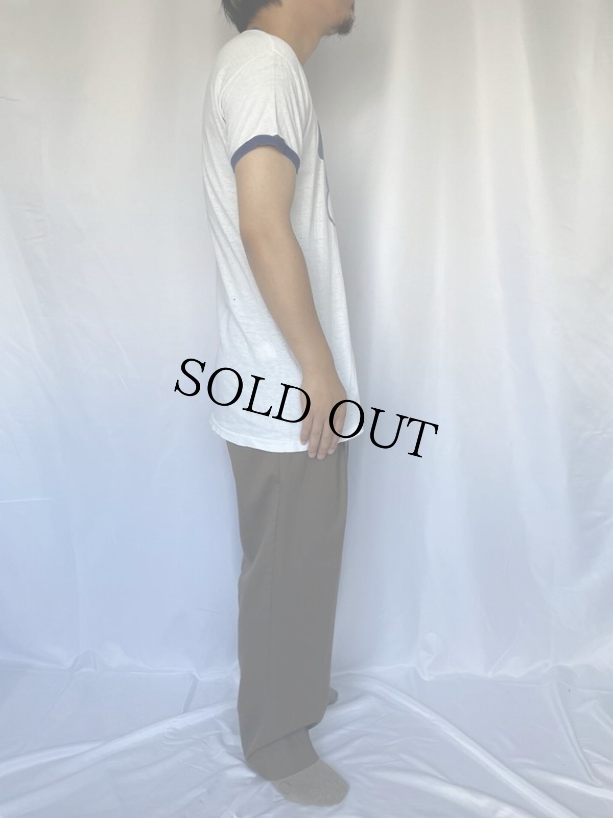 画像3: 70〜80's MICKEY MOUSE 染み込みプリント リンガーTシャツ (3)