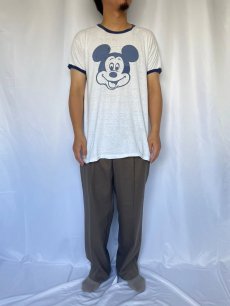 画像2: 70〜80's MICKEY MOUSE 染み込みプリント リンガーTシャツ (2)