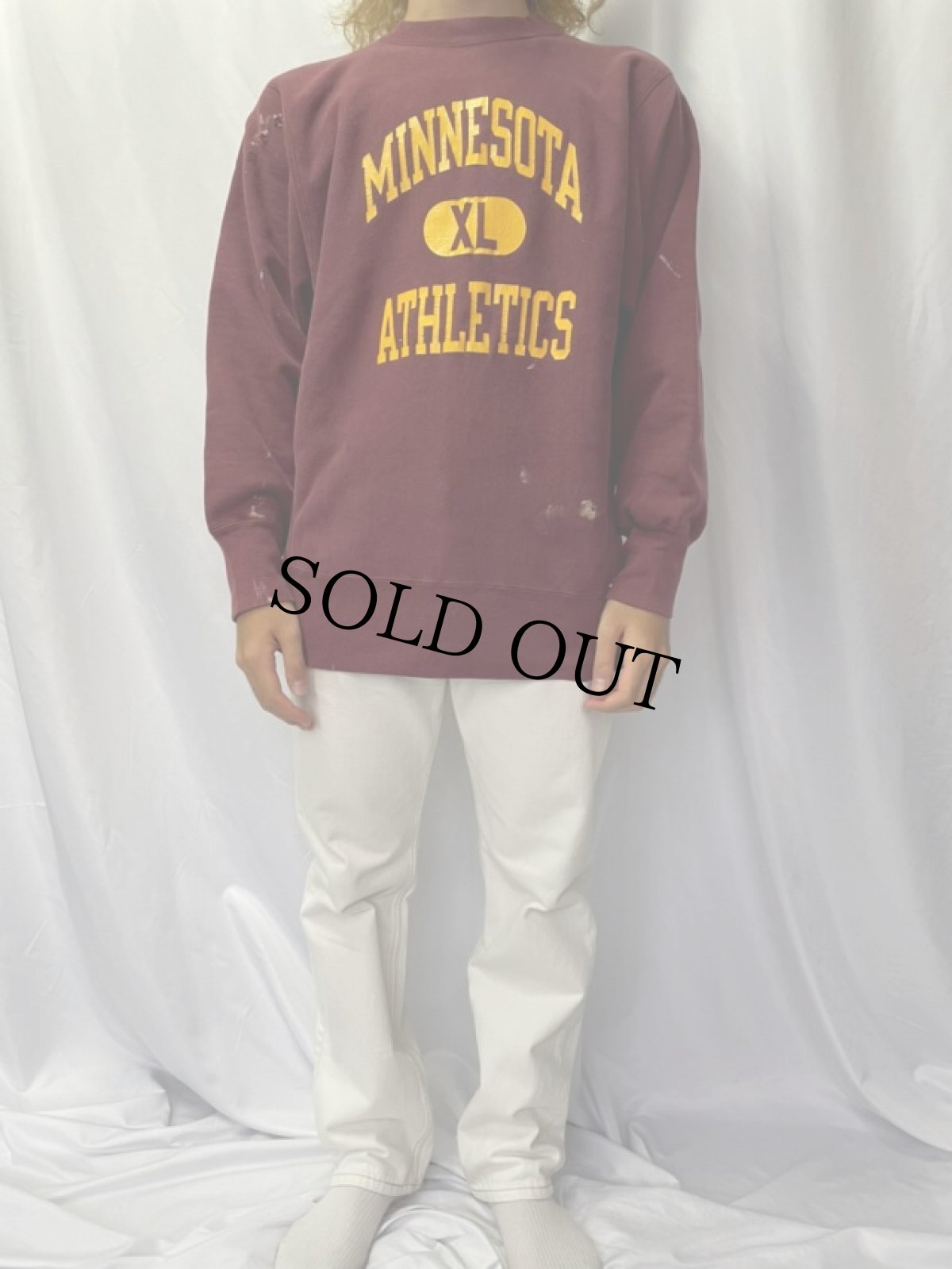 画像2: 80's Champion REVERSE WEAVE トリコタグ USA製 "MINESOTA ATHLETICS" 3段プリント L" (2)