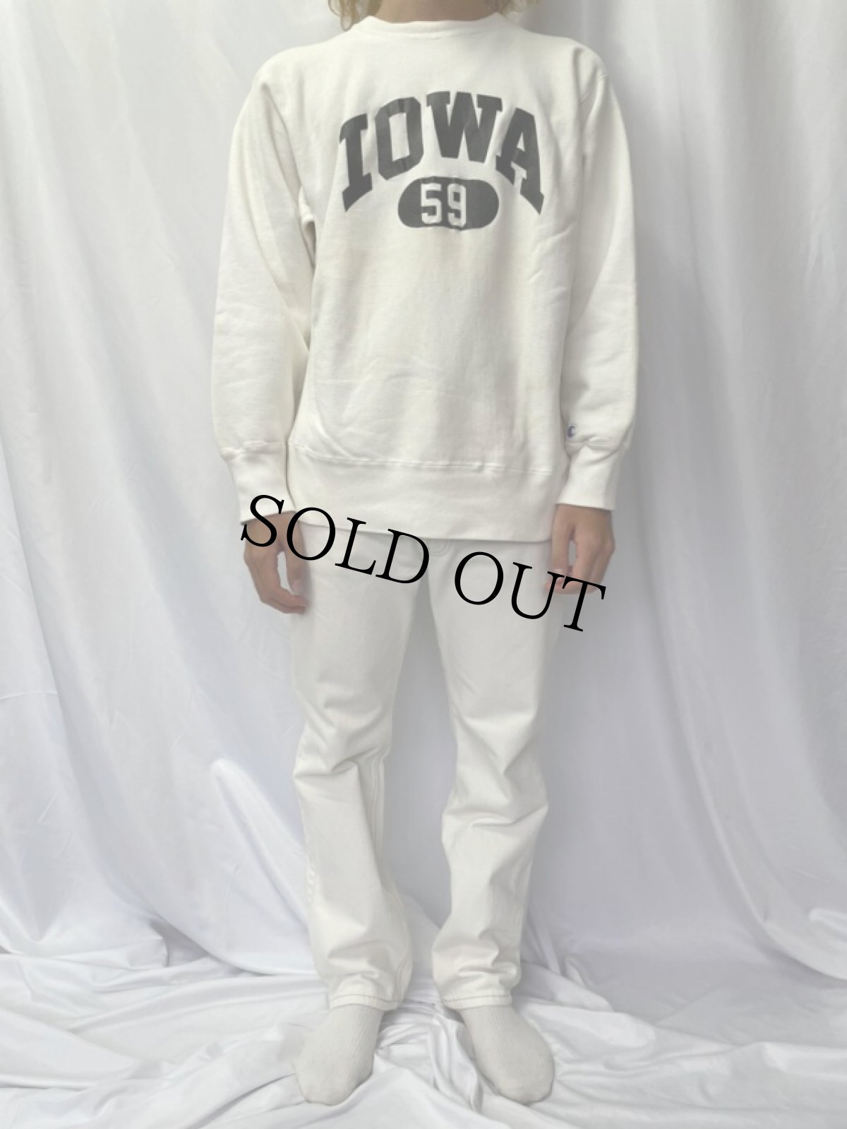 画像2: 80's Champion REVERSE WEAVE トリコタグ USA製 "IOWA" ホワイト L (2)