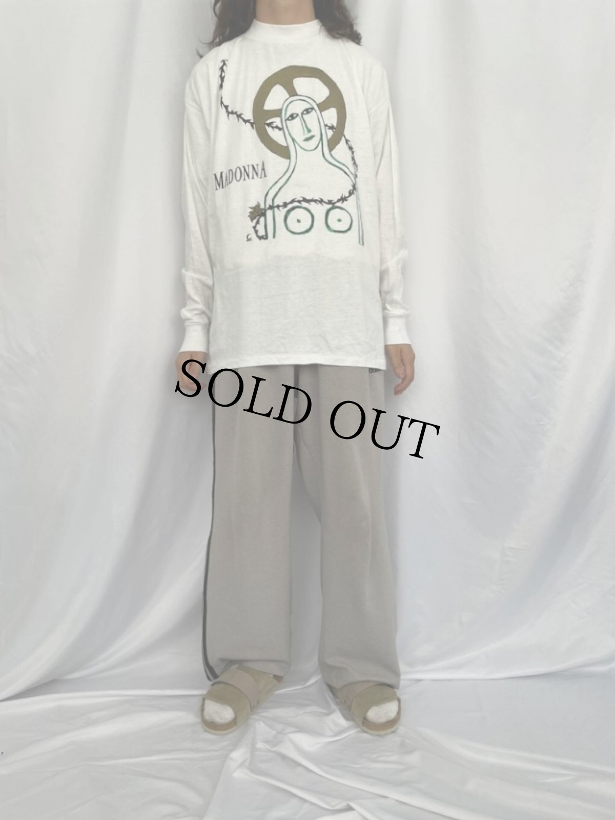 画像2: 1990 MADONNA "MLVC" USA製  モックネックロンT XL (2)