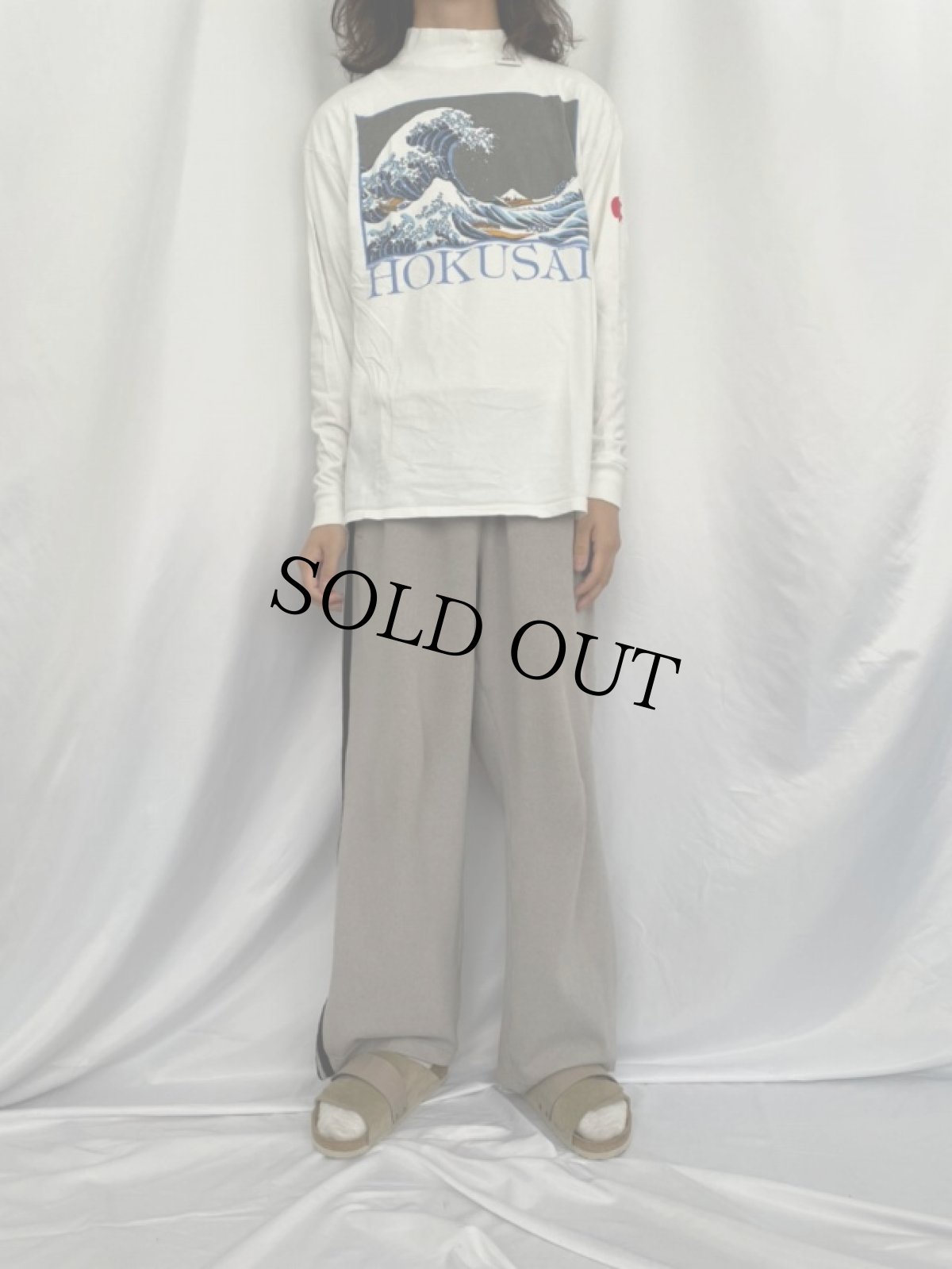 画像2: 80's Apple HOKUSAI "The Great Wave" モックネックロンT XL (2)