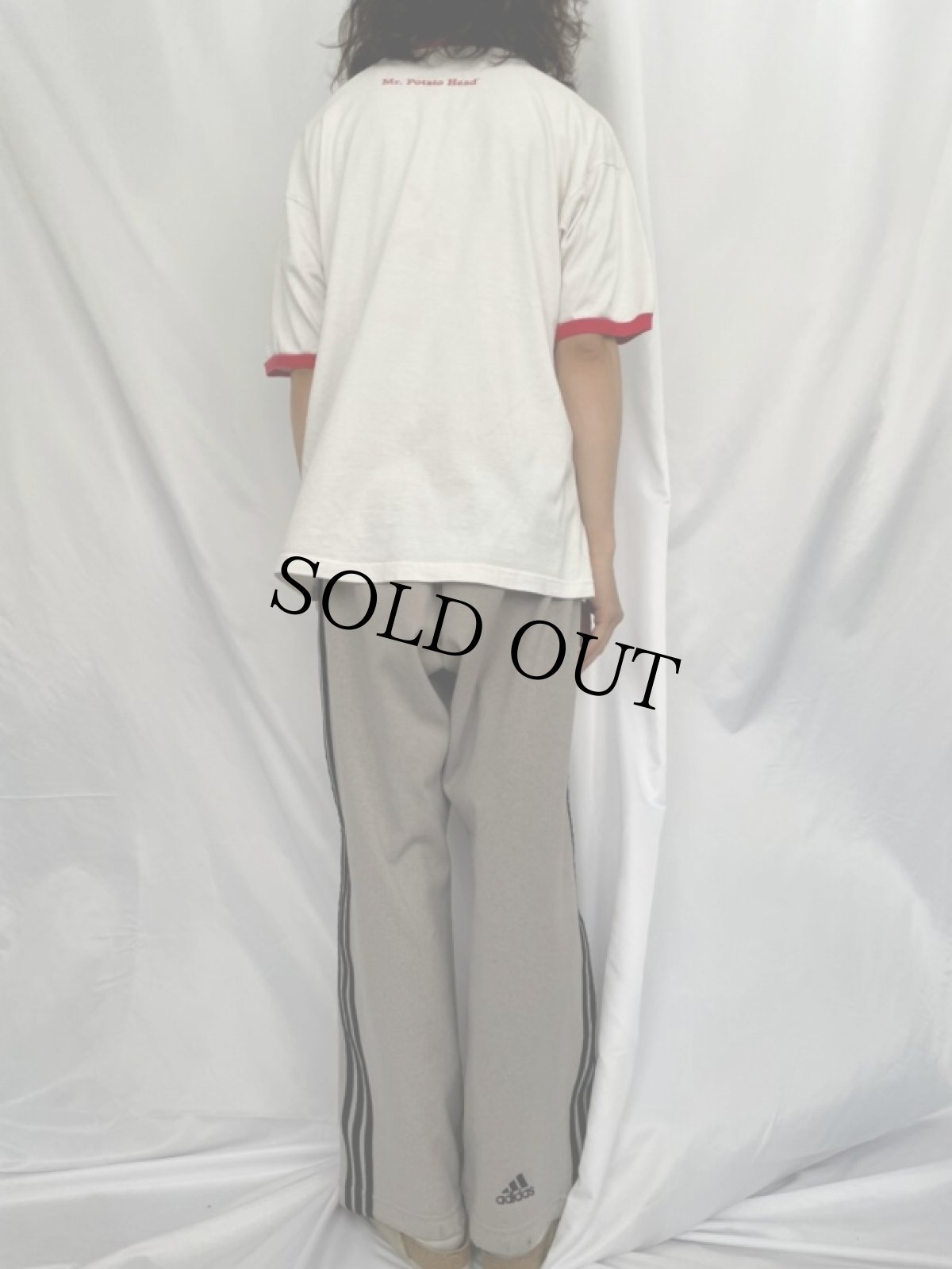 画像4: 90's Disney Mr. Potato Head USA製 キャラクターイラストリンガーTシャツ XL (4)