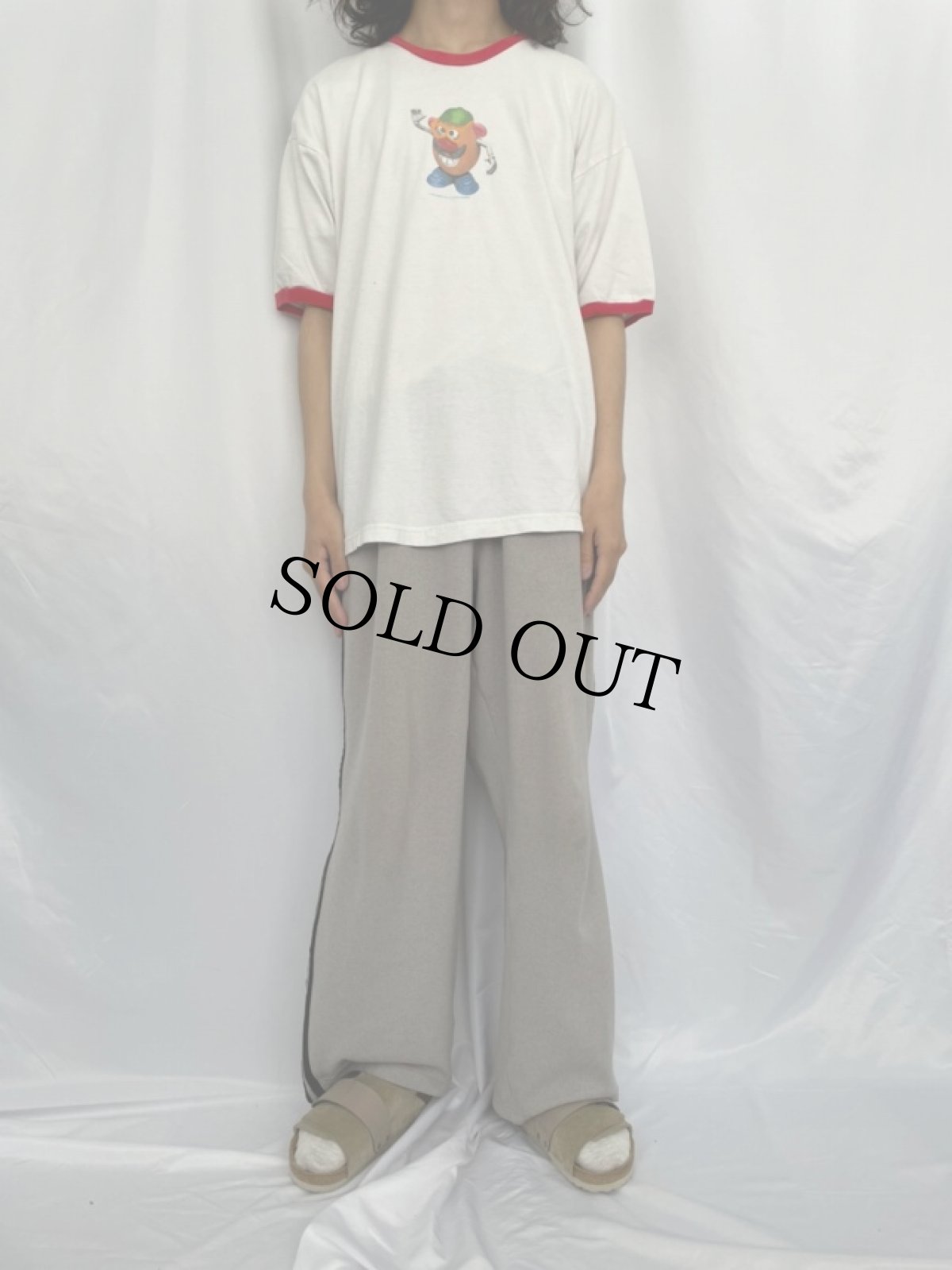 画像2: 90's Disney Mr. Potato Head USA製 キャラクターイラストリンガーTシャツ XL (2)