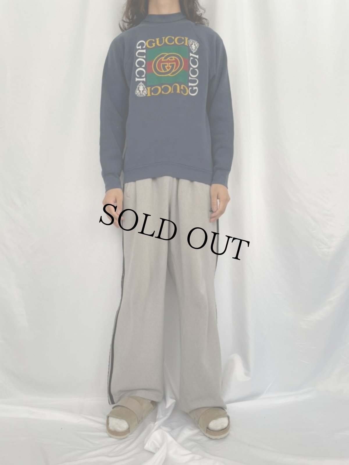 画像2: 90's USA製 ブート GUCCI ロゴプリントスウェット L (2)