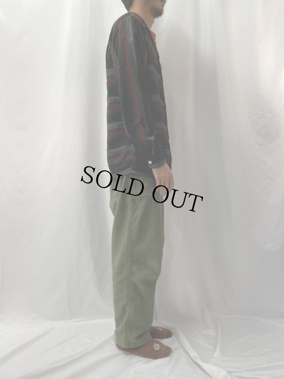 画像3: 60's Sea Island ボーダー柄 オープンカラーシャツ M (3)