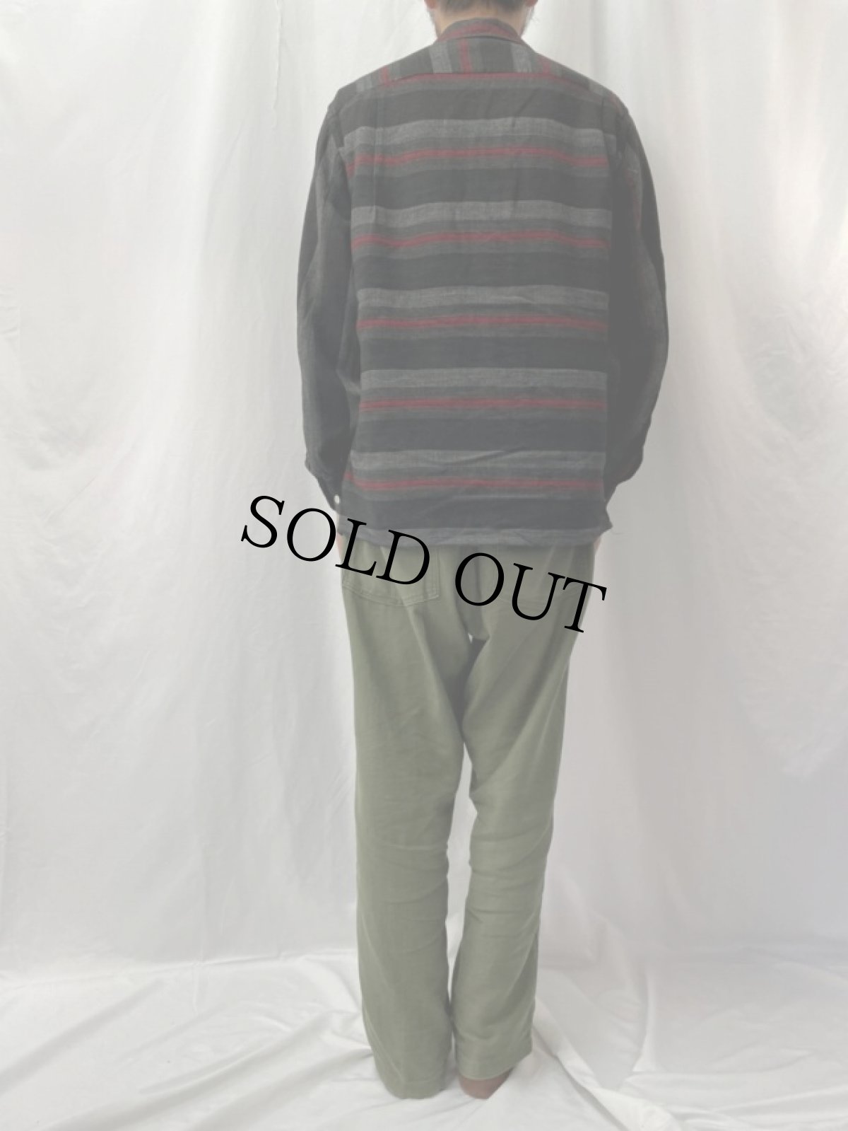 画像4: 60's Sea Island ボーダー柄 オープンカラーシャツ M (4)