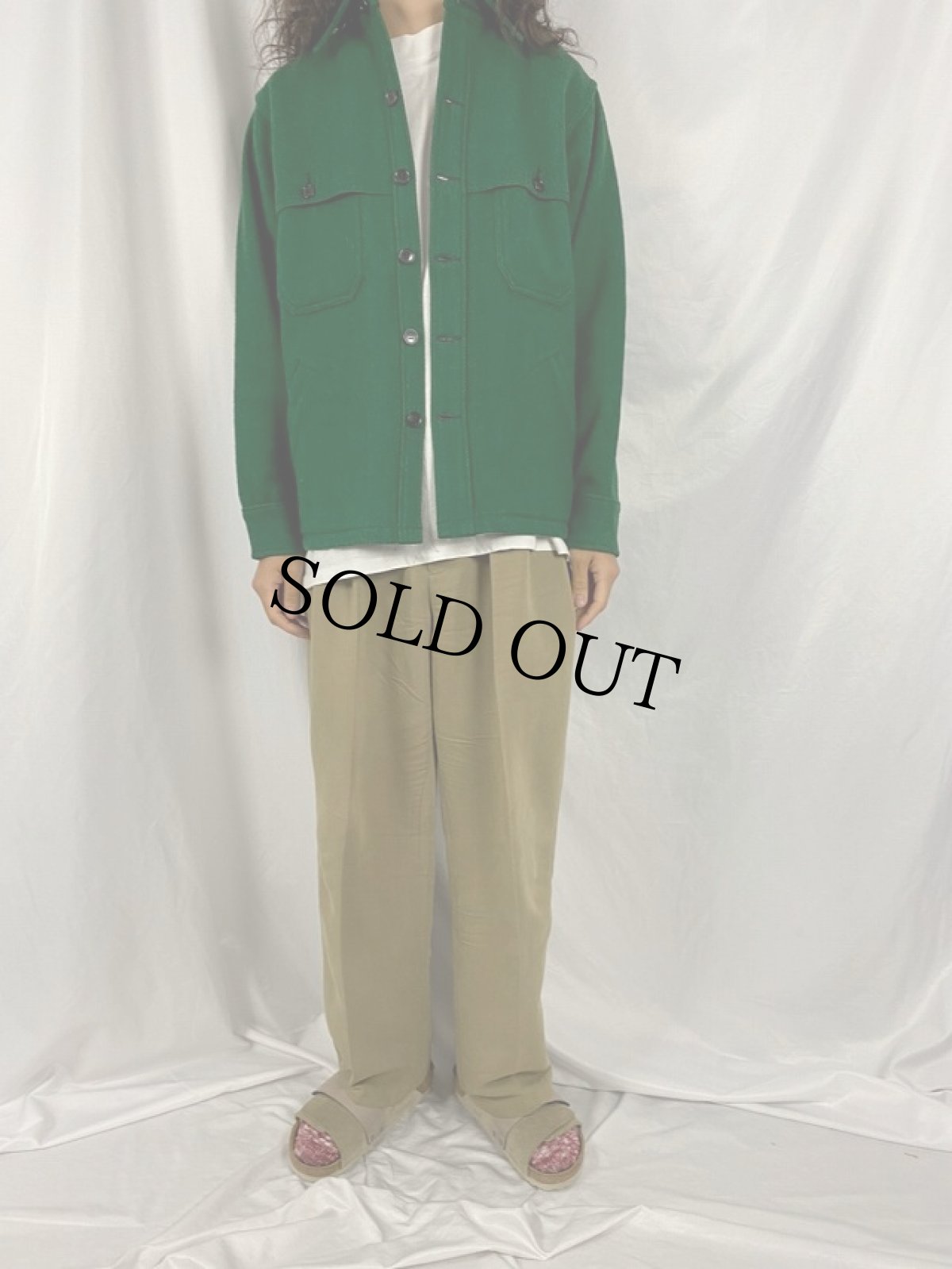 画像2: 70's ウールシャツジャケット L (2)