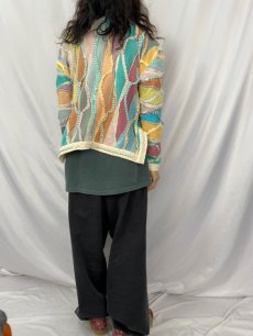 画像4: 90's COOGI AUSTRALIA製 3D柄織り ハーフジップコットンニットセーター S (4)