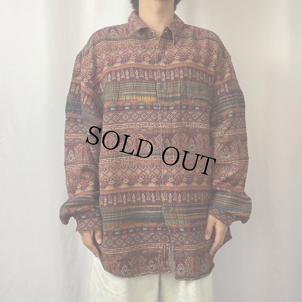 画像2: THE TERRITORY AHEAD 民族柄 コットンシャツ XXL (2)