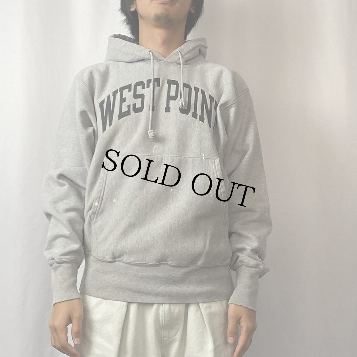 画像2: Champion REVERSE WEAVE "WEST POINT" プリントスウェットフーディ M (2)