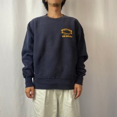 画像3: 90's Lee USA製 REVERSE WEAVE TYPE "WNEC" バックプリントスウェット NAVY XL (3)