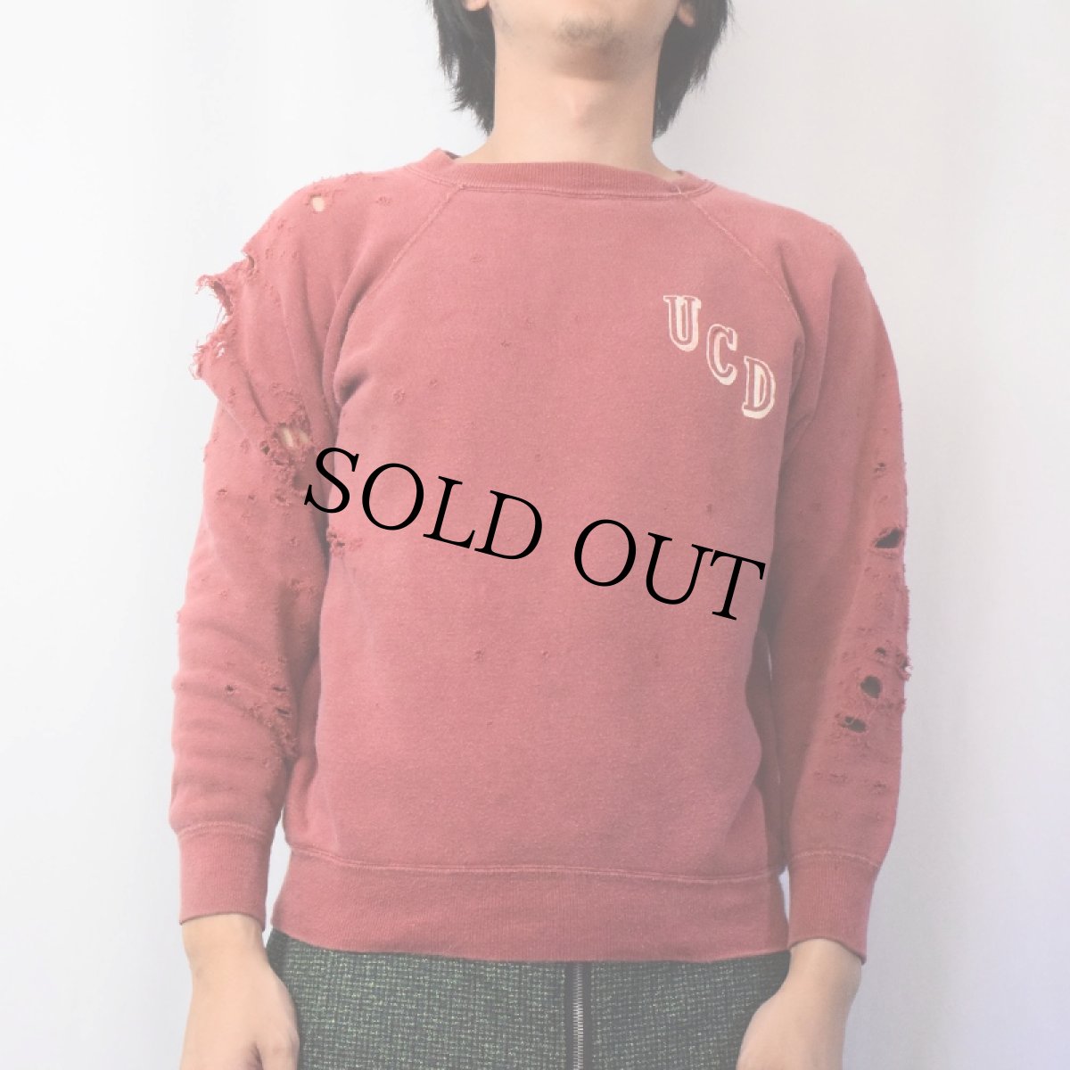 画像3: 60's "UCD" フロッキープリント ラグランスウェット (3)