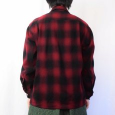画像3: 60's Golden Line オンブレーチェック柄 オープンカラーウールシャツ L (3)