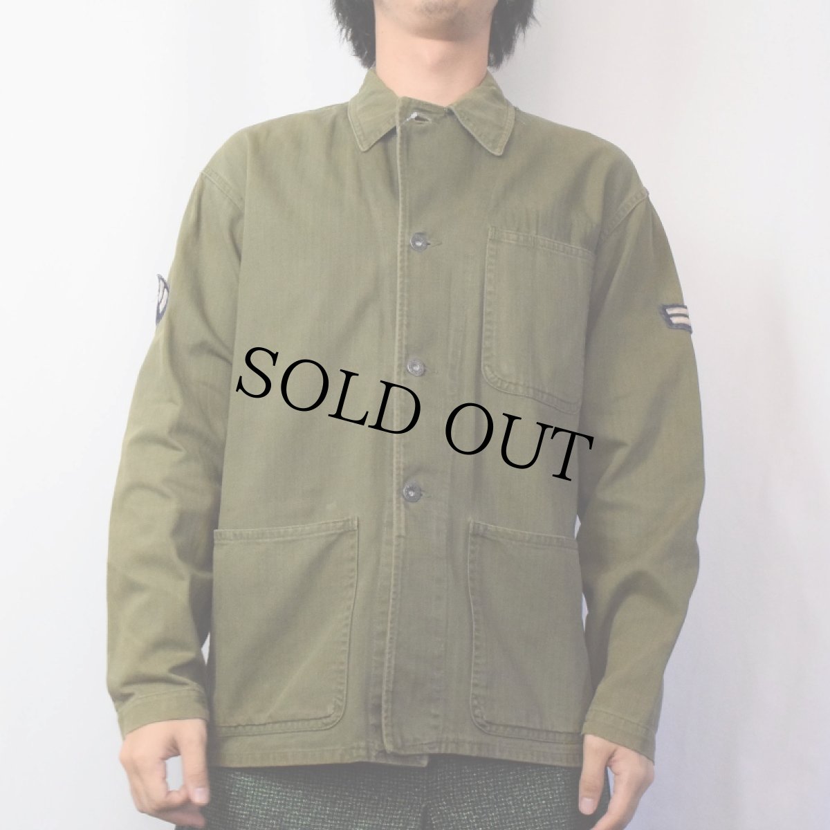 画像2: 40's U.S.NAVY N-3 パッチ付き HBTジャケット  (2)