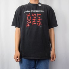 画像2: 90's Accient Oriental Proverb "FUCK THIS SHIT" ジョークプリントTシャツ BLACK (2)
