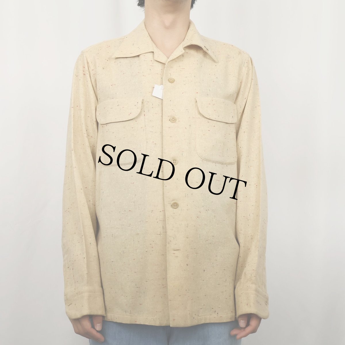 画像2: 60's PENDLETON カラーネップ混 ウールオープンカラーシャツ M (2)