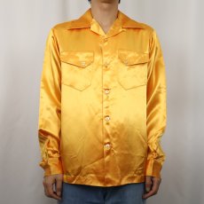 画像3: 70's Bowler's "ALASKA ELKS" チェーン刺繍 サテンボーリングシャツ M (3)