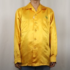 画像3: 60's Weber Bowling Shirt Co. チェーン刺繍 サテンボーリングシャツ L (3)