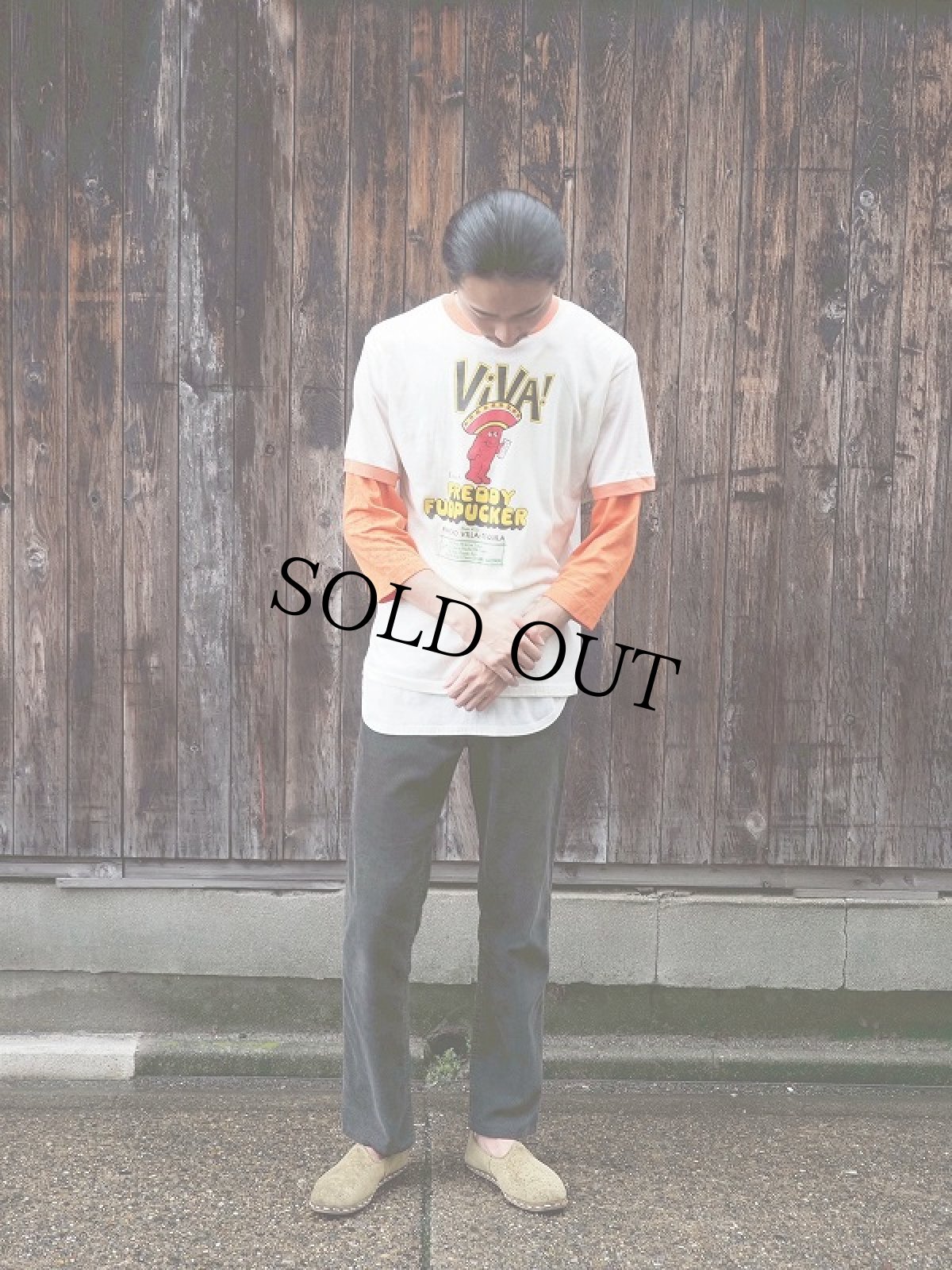 画像2: 70's "ViVA! FREDDY FUDPUCKER" キャラクター プリントリンガーTシャツ XL (2)