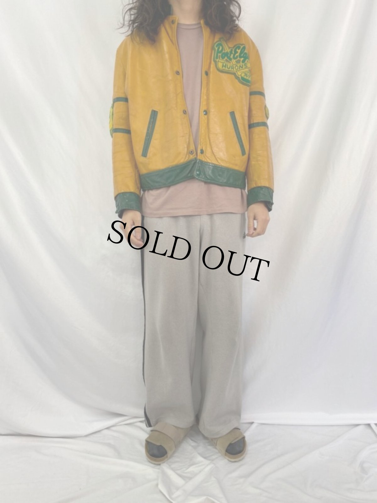 画像2: 70's パッチ付き ツートーン レザースタジャン (2)