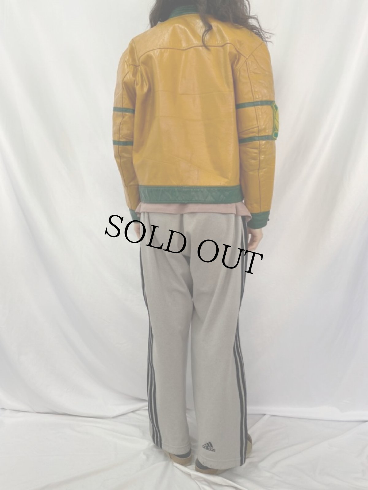 画像4: 70's パッチ付き ツートーン レザースタジャン (4)