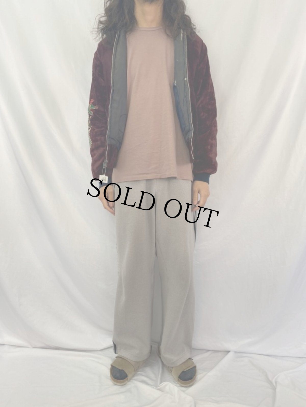 画像3: 80's "KOREA" 龍刺繍 キルティングライナー ラビットフード スーベニアジャケット (3)