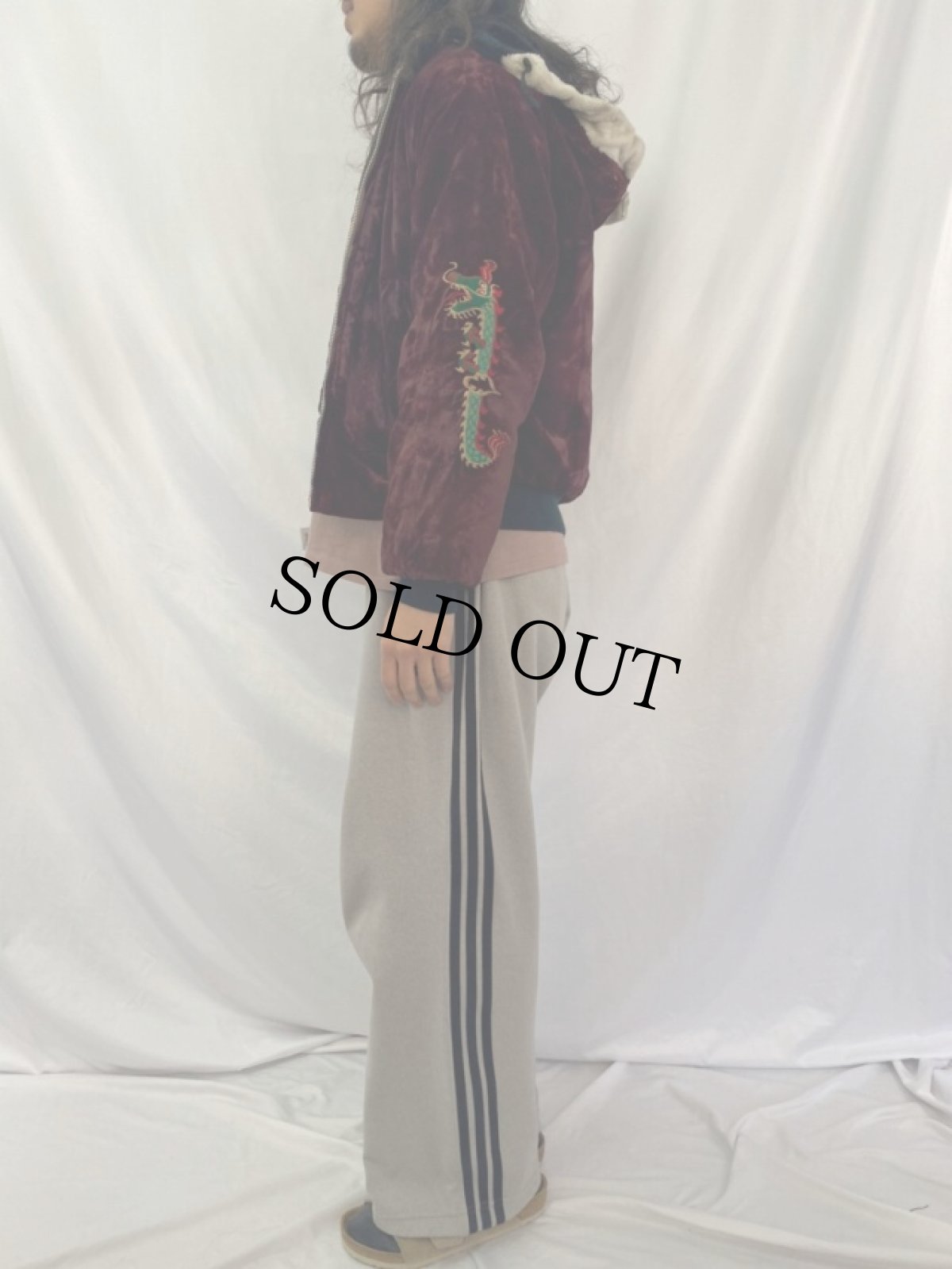 画像4: 80's "KOREA" 龍刺繍 キルティングライナー ラビットフード スーベニアジャケット (4)