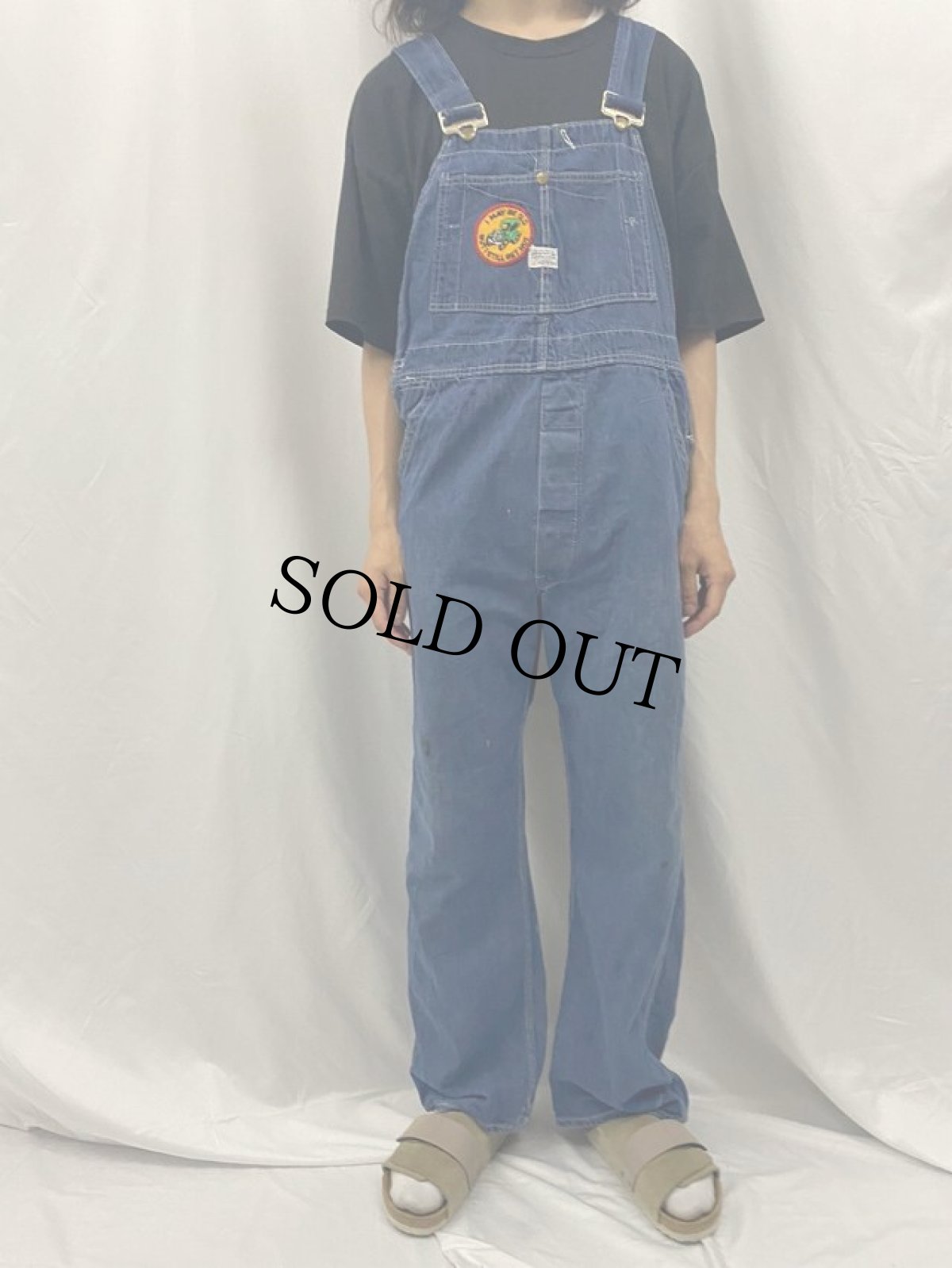 画像2: 60's HERCULES VAT DYED ローバック デニムオーバーオール (2)