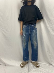 画像2: 60's LEVI'S 501XX "ギャラ無し&オフセット" 紙パッチ ペイント デニムパンツ W33 (2)