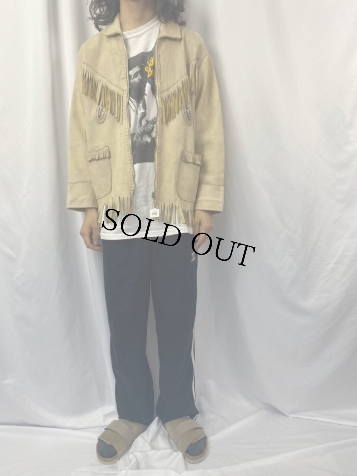 画像2: 60's ビーズ刺繍 フリンジレザージャケット (2)