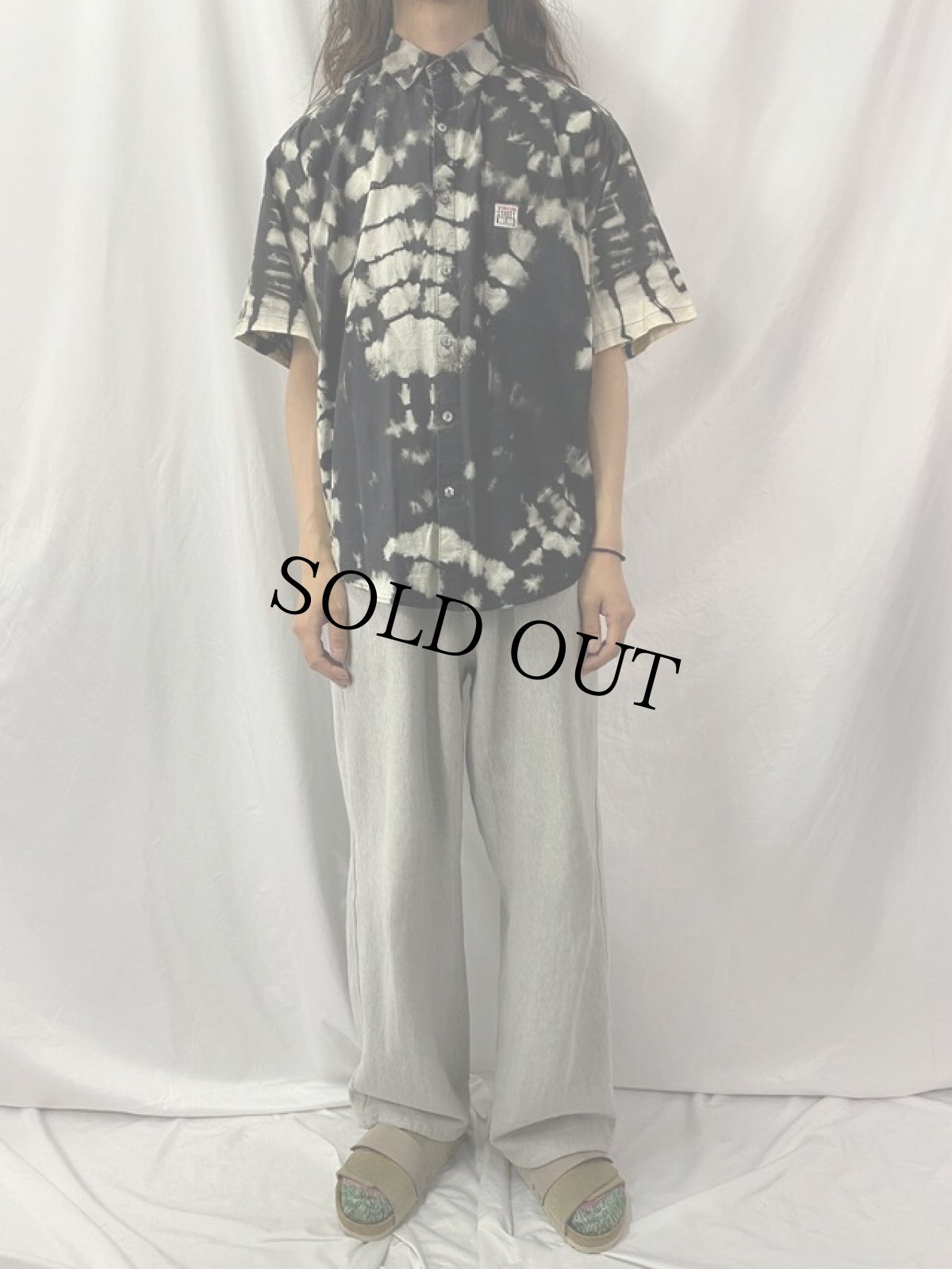 画像2: 90's VISION STREET WEAR USA製 タイダイ染め コットンシャツ M (2)