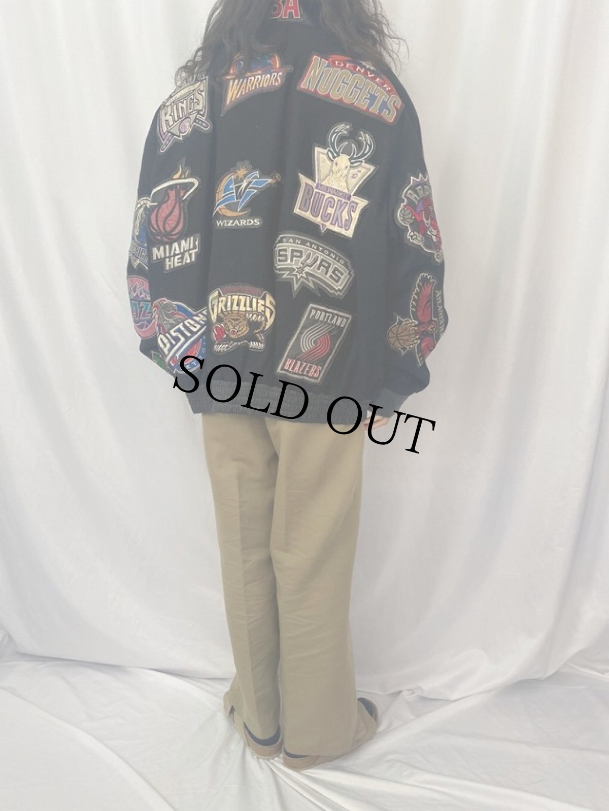 画像4: JEFF HAMILTON NBAチームワッペン付き ウール×レザースタジャン XXXL (4)