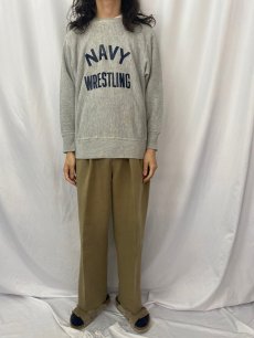 画像2: 70's Champion REVERSE WEAVE USA製 単色タグ "NAVY WRESTLING" レーヨン混スウェット L (2)