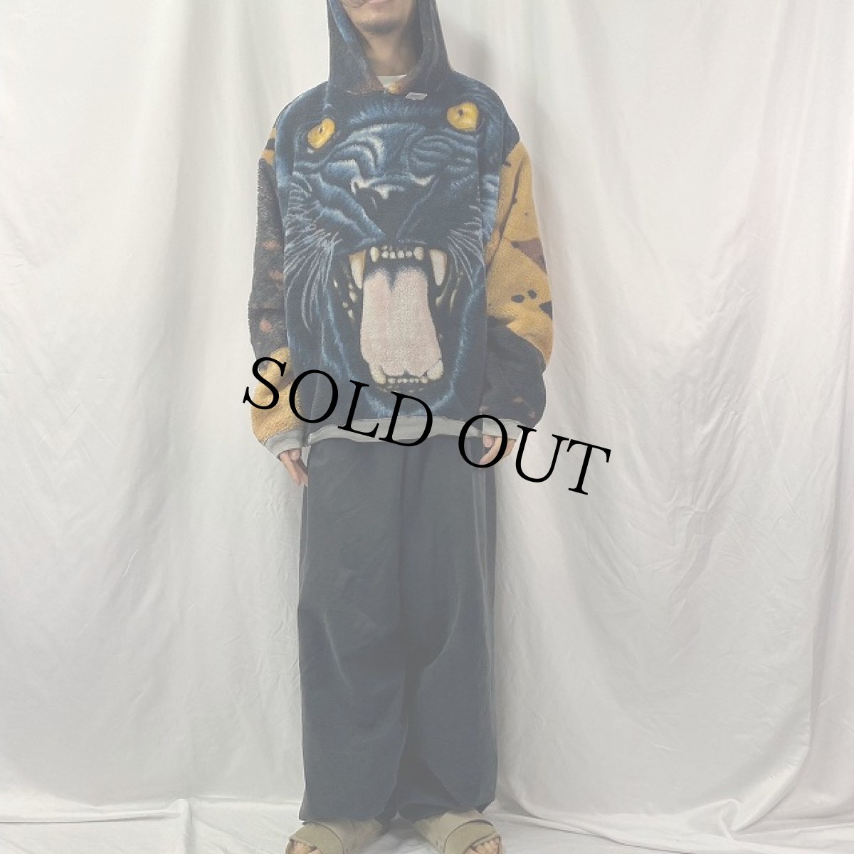 画像2: トラ柄 フリースフーディ (2)