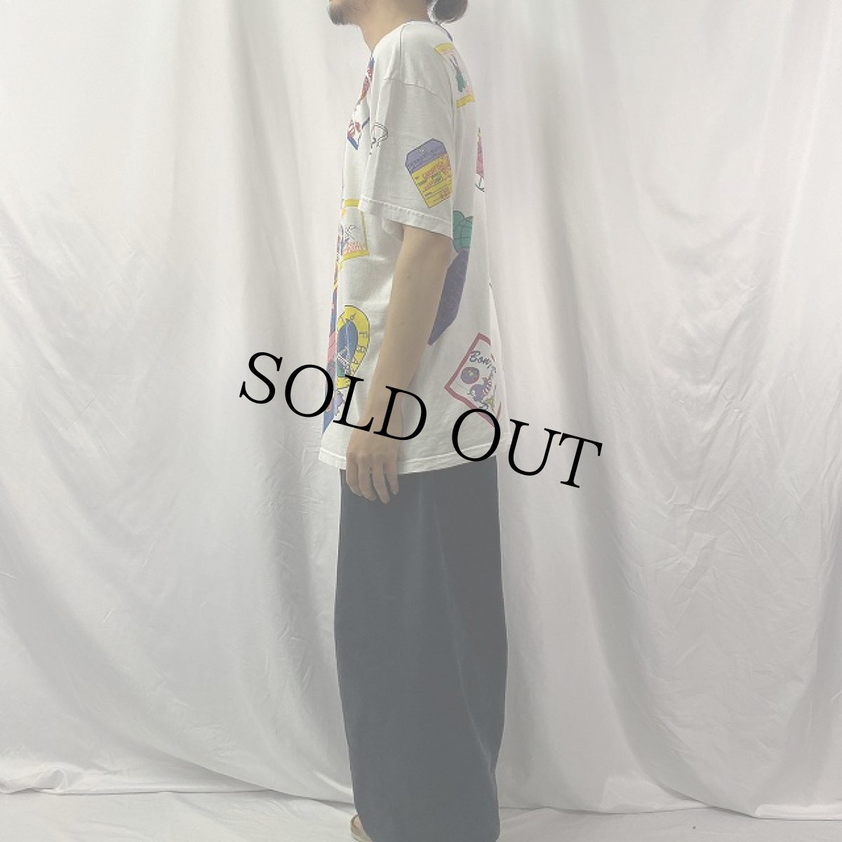 画像3: 90's Disney USA製 フィグメント キャラクターマルチプリント リンガーTシャツ  XLG (3)