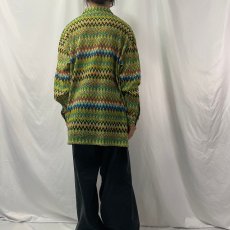 画像4: Silver Silk サイケデリックパターン シースルーオープンカラーシャツ L (4)