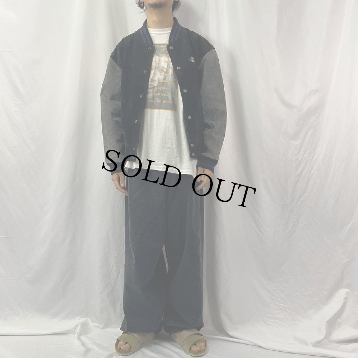 画像2: NO FEAR ロゴ刺繍 スエードレザースタジャン L (2)