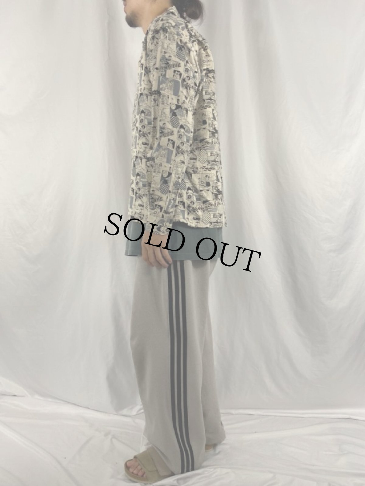 画像3: GITMAN BROTHERS USA製 漫画プリント オープンカラーオックスフォードシャツ M (3)