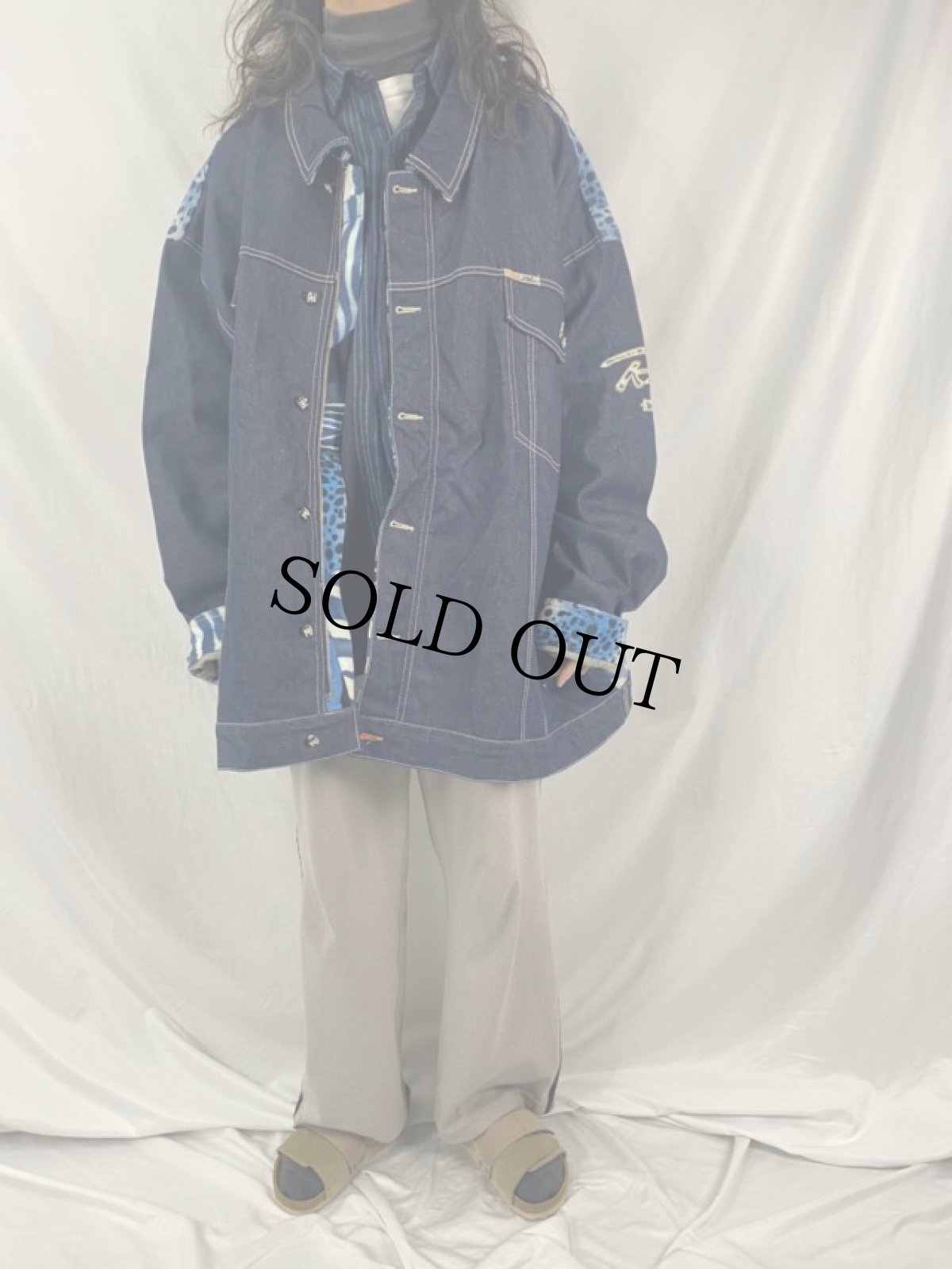 画像3: RAW BLUE RUGGED アニマル柄 切り替え デニムジャケット 6XL (3)