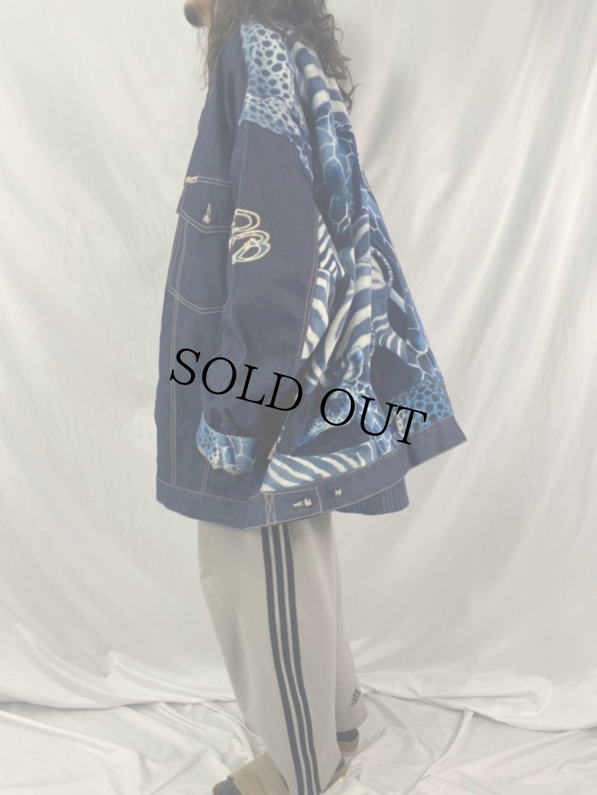 画像4: RAW BLUE RUGGED アニマル柄 切り替え デニムジャケット 6XL (4)