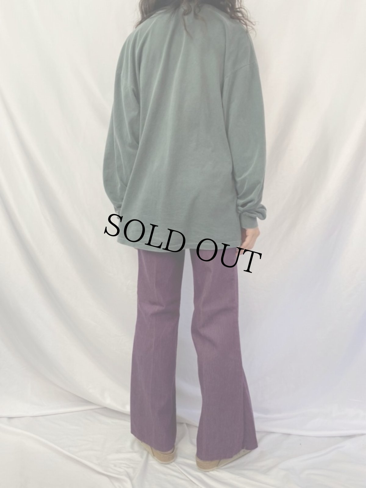 画像4: 70's 切り替えデザイン コーデュロイフレアスラックス W32 (4)