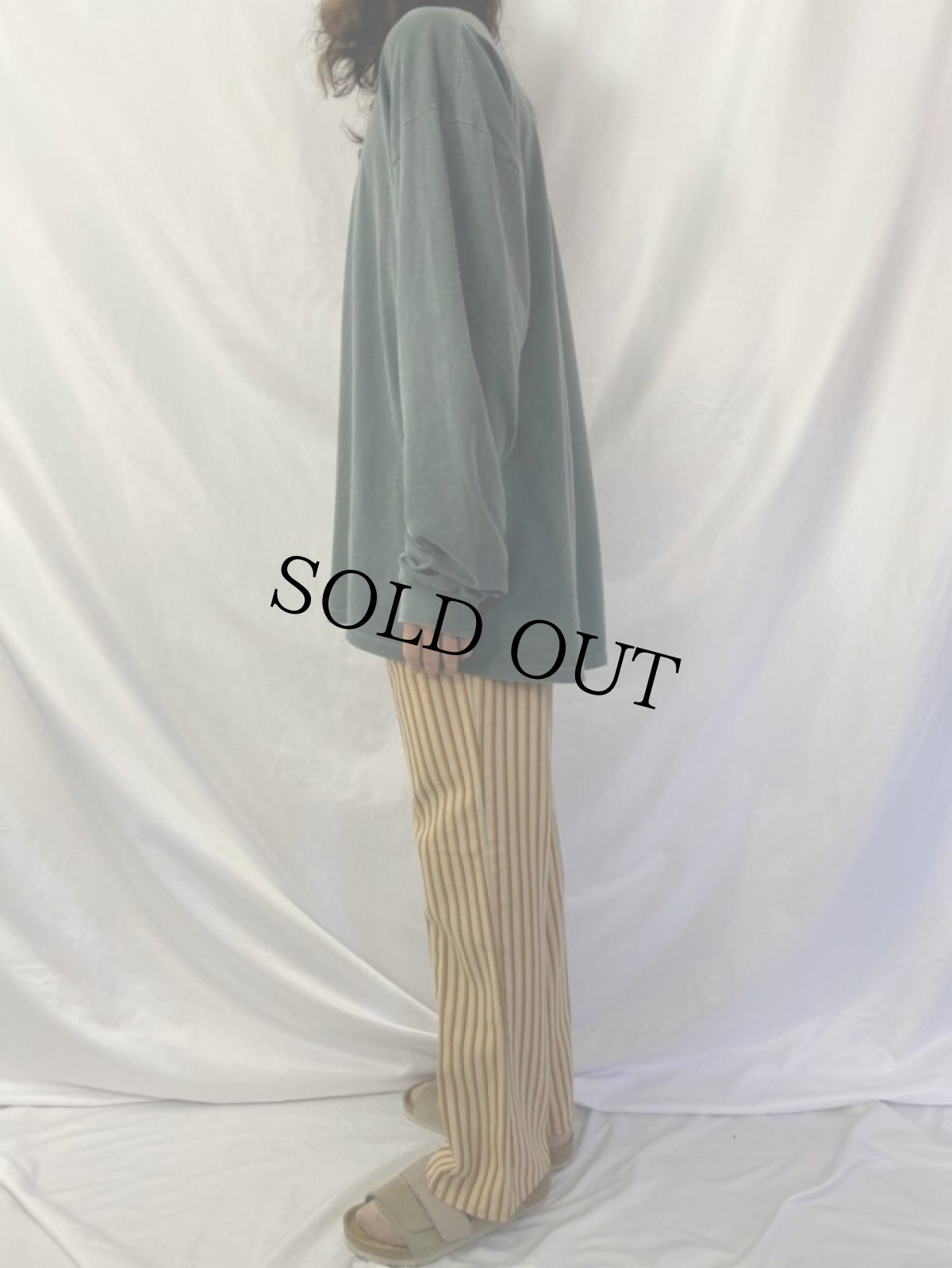 画像3: 70's マルチストライプ柄 フレアスラックス W35 (3)