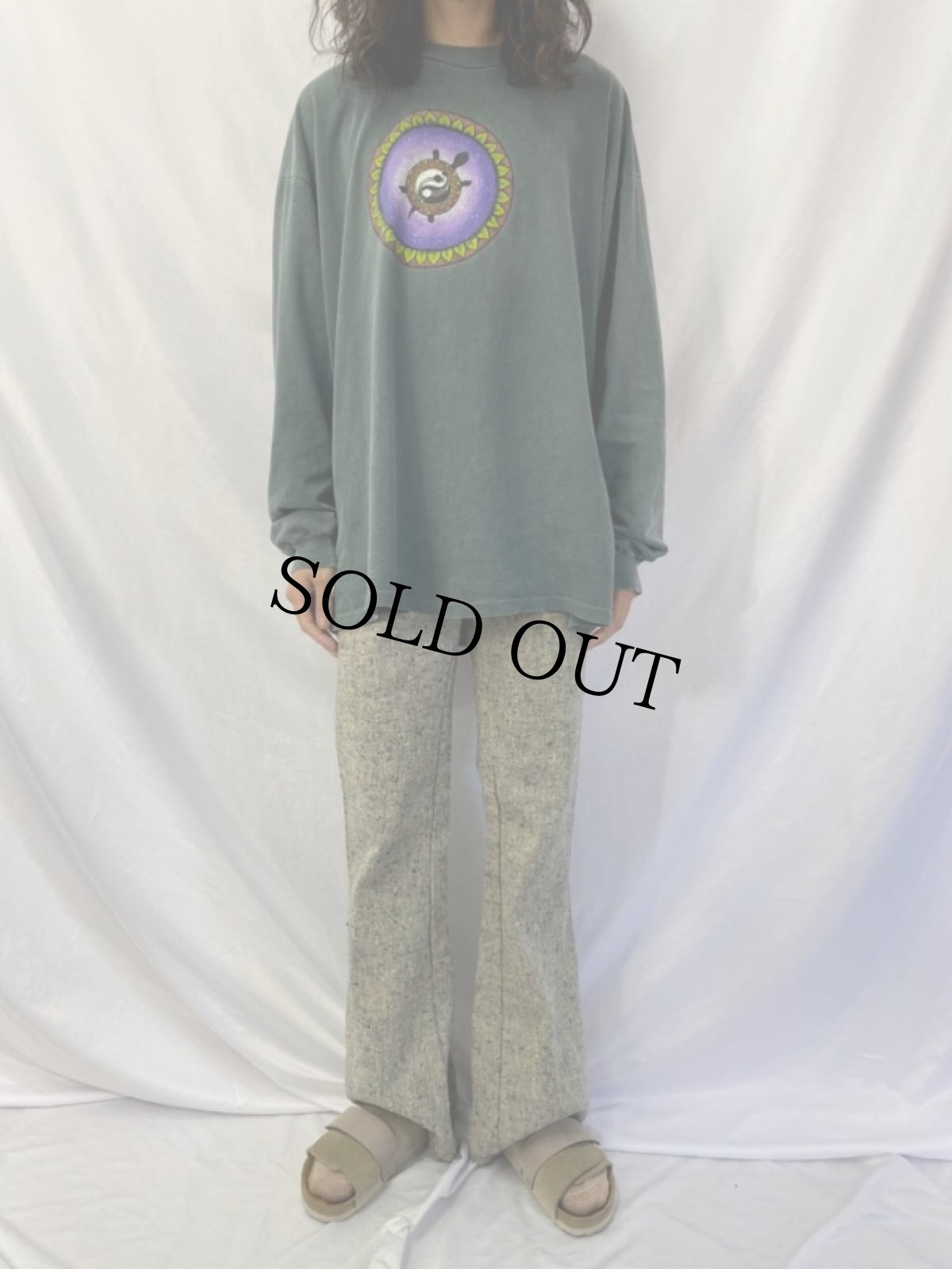 画像2: 70's ネップ デザインフレアスラックス W35 (2)