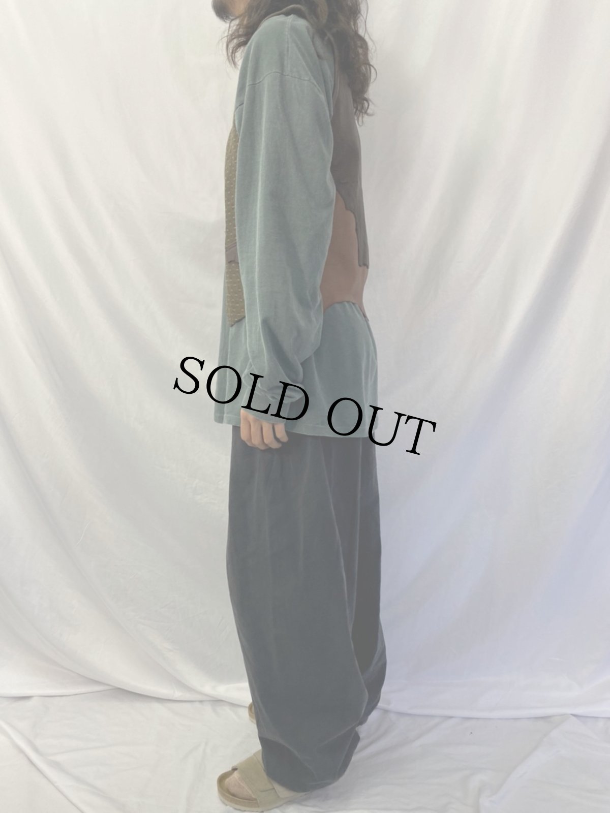 画像3: 織り柄 レザーリメイクベスト (3)