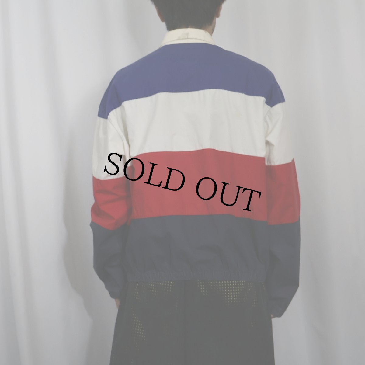 画像3: 90's POLO Ralph Lauren ロゴ刺繍 ボーダー切り替え コットンスイングトップ L (3)