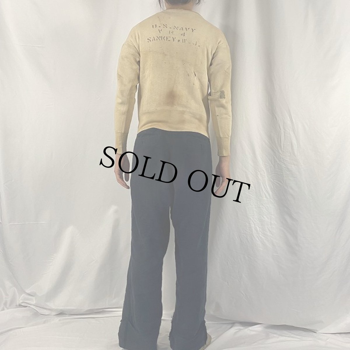 画像4: 50's UNITED STATES NAVY フロッキープリント×ステンシル入り スウェット (4)