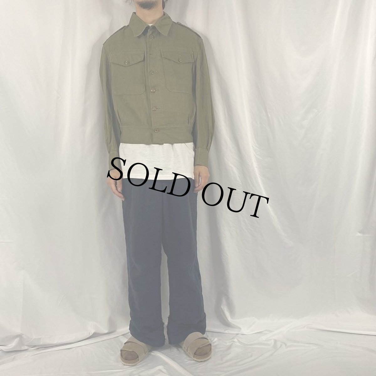 画像2: 50's  BRITISH ARMY グリーンデニム BATTLEDRESS JACKET 6 (2)